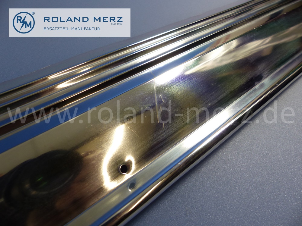 1126980187 Zierblende, Chromblende links, Länge 1865mm, Mercedes W112, MB 300SE, Original Mercedes Neuteil, NOS - einzelner Kratzer, leichte Verbiegung -