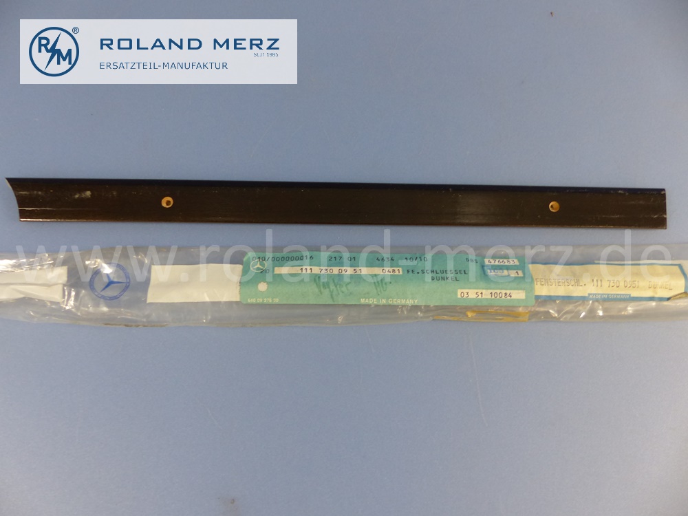 1117300951, Verkleidung Fensterschlüssel, Holzleiste, Fondtür links, hinten, Farbe 0481 dunkel, Länge 380mm, Mercedes W111, 220SB, 220SEB, Original Mercedes Neuteil, NOS
