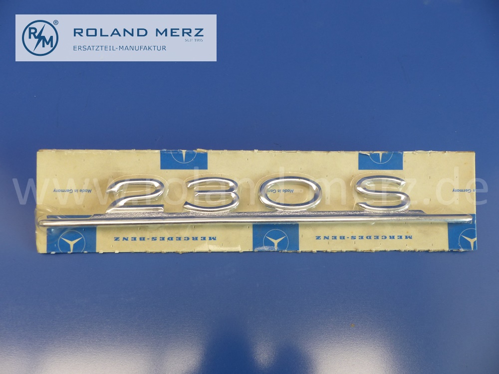 1118170315 Typenzeichen, Schriftzug 230S auf Heckdeckel für Mercedes W111, Original MB-Neuteil NOS 