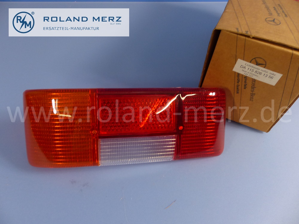 1158261356 Lichtscheibe, Lichtfenster, Lampenglas Rücklicht, links, ältere Version, Mercedes W114, W115, Strich 8, Original Mercedes Neuteil, NOS 