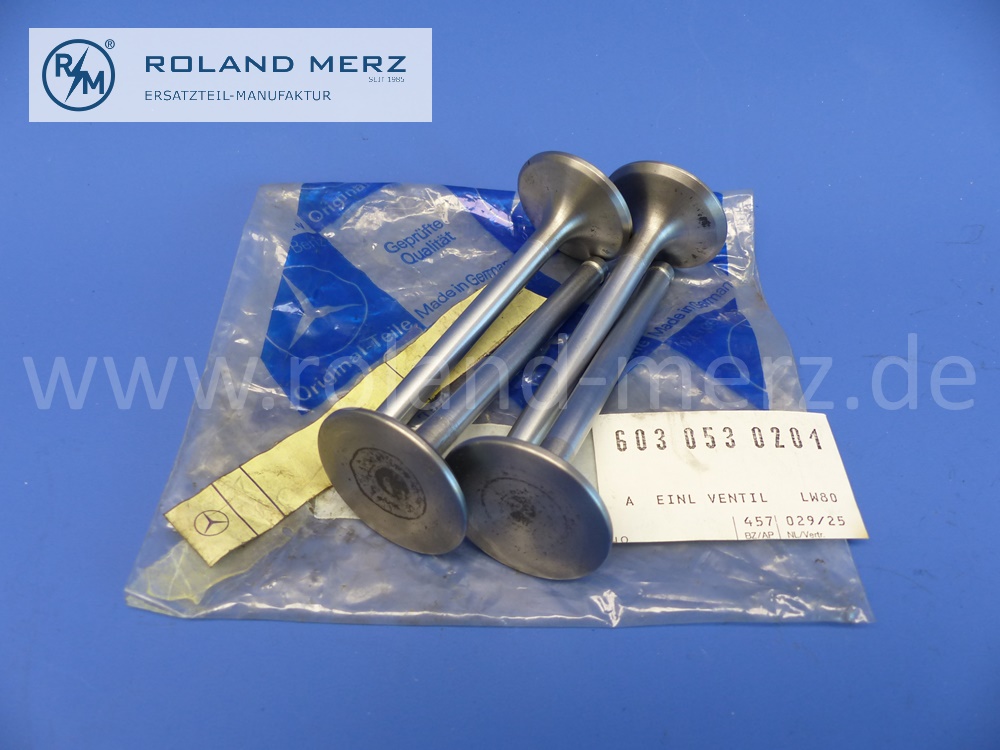 6030530201 Einlassventil, Satz 4 Stück, Mercedes Motor A 70 Austin, Transporter L207, L307, Original Mercedes Neuteil-NOS mit leichten Lagerspruren