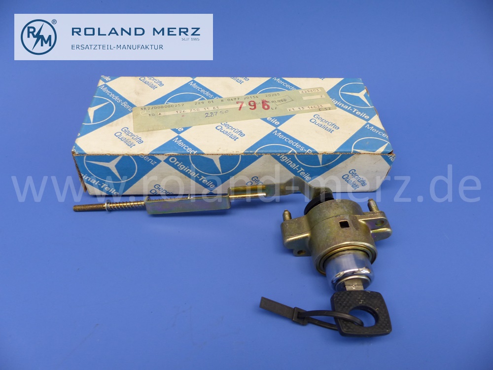 1267501585 Schloss Heckdeckel, Druckschloss, Heckdeckelschloss Mercedes W126, 280S, 280SE, 280SEL, 380SE, 380SEL, 500SEL, 380SEC, 500SEC, original Mercedes Neuteil, NOS 