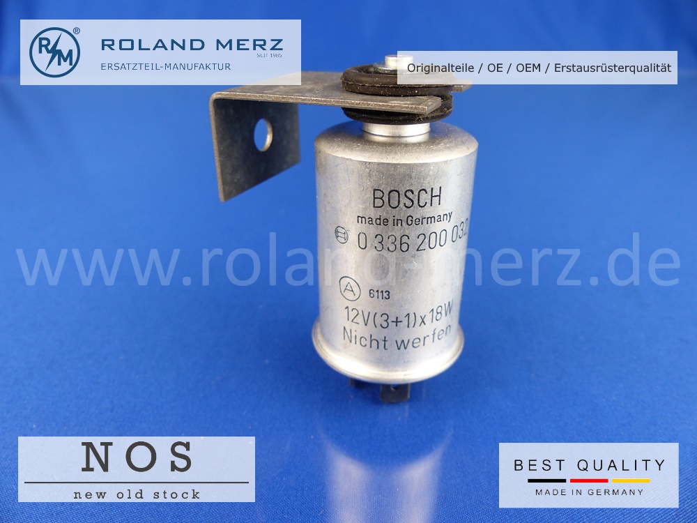 000-544-89-32-03 Blinkrelais 001 544 30 32 Bosch 0 336 256 003 für Mercedes Bm 108, 109, 111, 112, 113 Bosch Originalausführung NOS mit Metallgehäuse