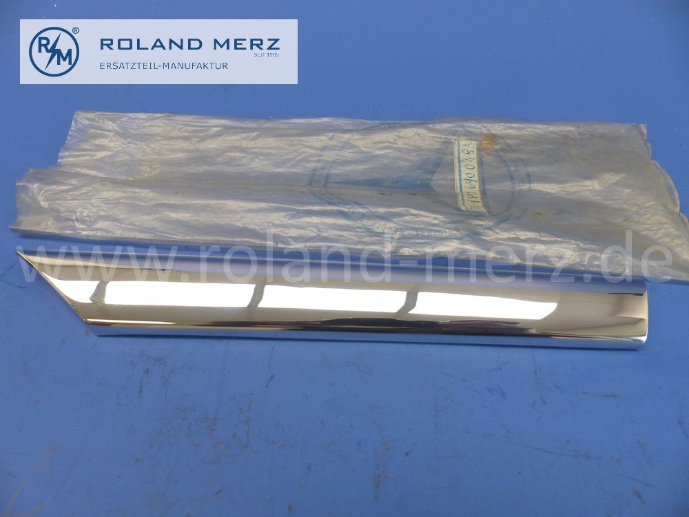 301806900283 1806900283 Zierstab Heck rechts, verchromt, von Tür bis Radlauf, Mercedes W128, Cabrio / Coupé, original Mercedes Neuteil, NOS 