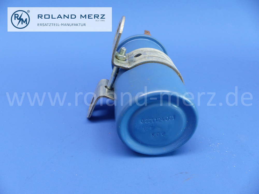 0221124001 Bosch Zündspule K 6V, 6 Volt, für Porsche 356 B 1600 Super 75 und Super 90 blaue Hochleistungszündspule aus deutscher Produktion, Original Bosch Neuteil, NOS 
