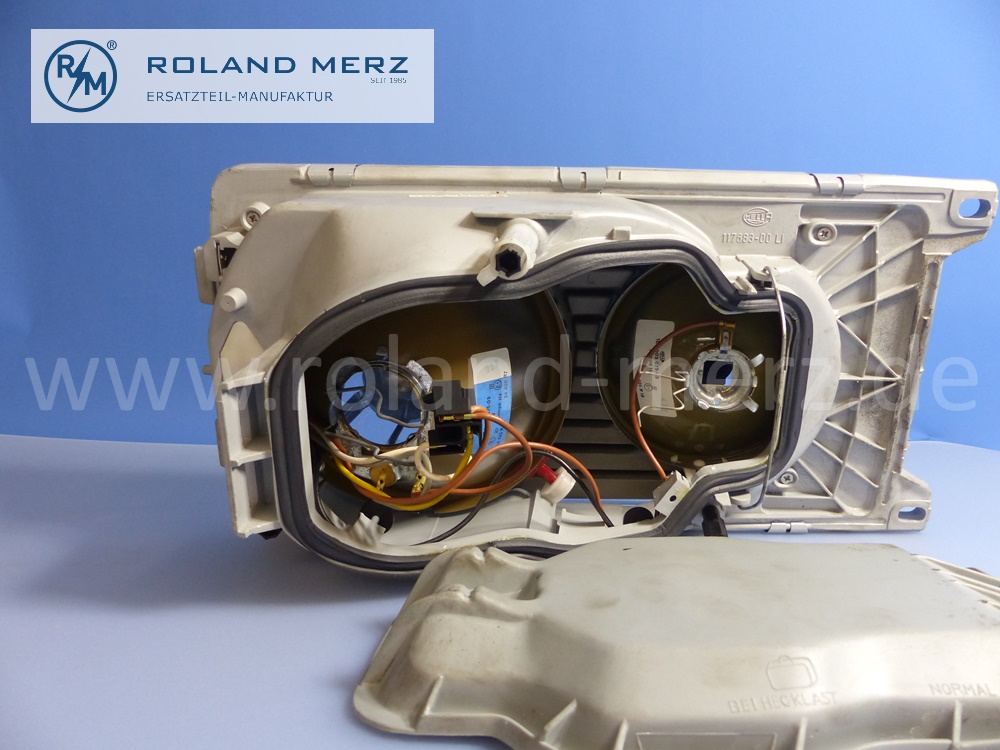1238200159 Hella Leuchteinheit, Scheinwerfer, mit Blinkleuchte, H4, links, Rechtsverkehr, Mercedes W123, Original Mercedes Neuteil, NOS 