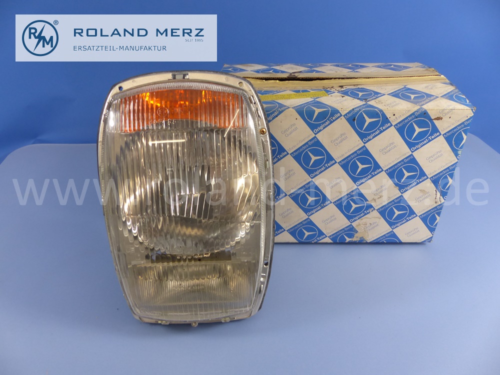 1158200261 Bosch Leuchteinheit, Scheinwerfer, links rechts, asymmetrisch, Rechtsverkehr, Mercedes W114, W115, Strich 8, Original Mercedes Neuteil, NOS 