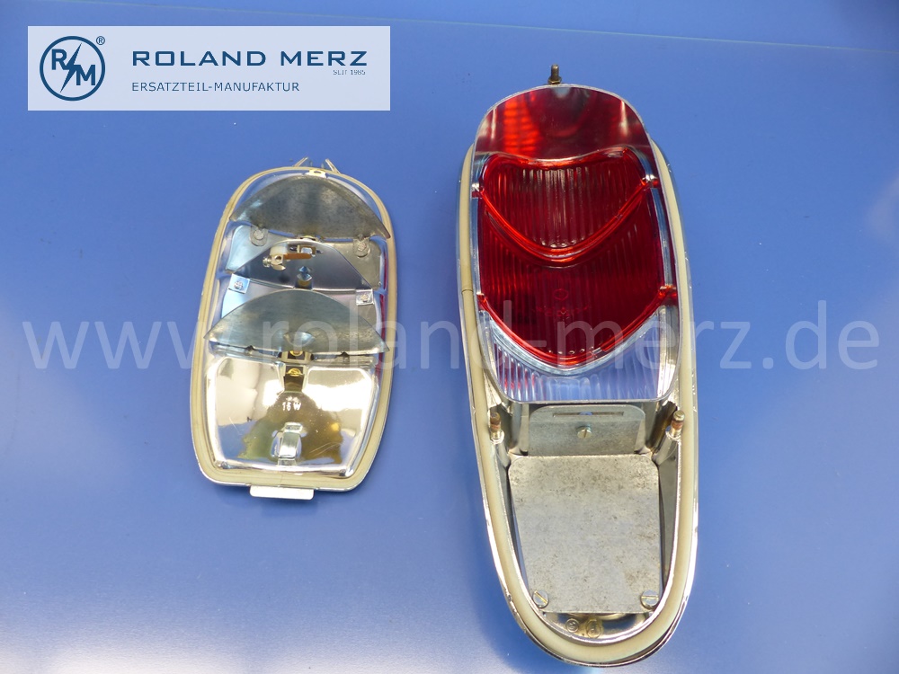 1808200671 Rücklicht, rot-rot-weiß, Mercedes W180, W128, W189, Ponton, USA, Original Mercedes Neuteil, NOS 