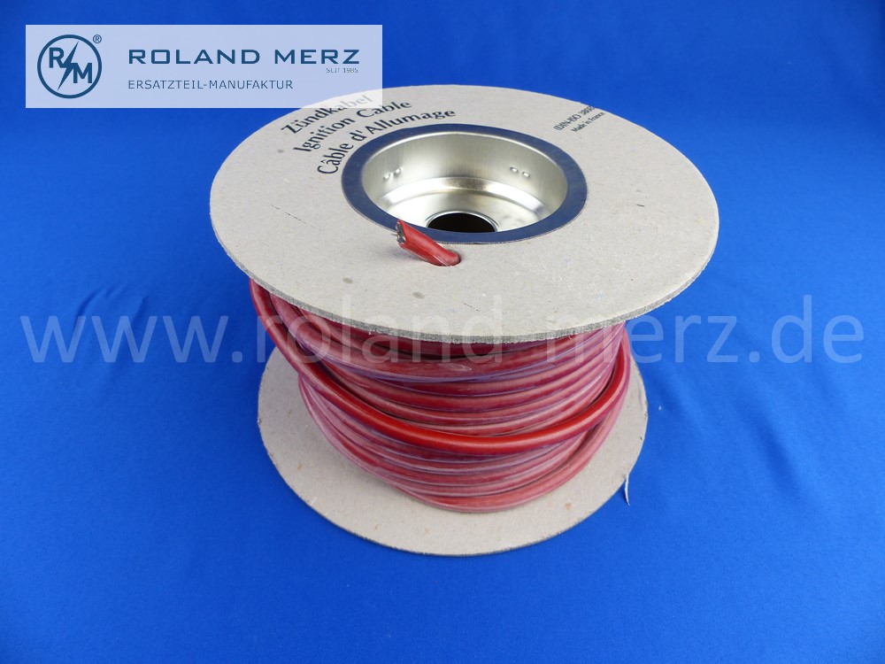 P1110662 1m Beru Zündleitung rot, Spannung 38000V, Temperatur bis 220°C, Güte/Klasse F, DIN/ISO 3808