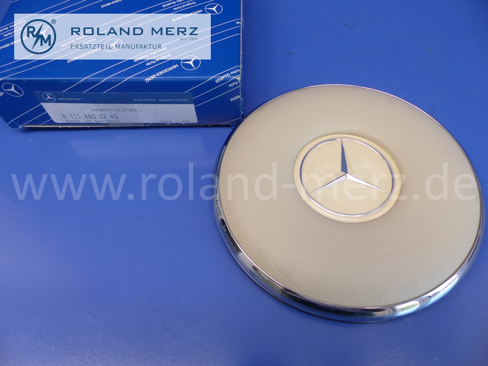1114600742 Deckplatte, Nabenpolster, elfenbein, Mercedes W108, W109, W110, W111, W112, W113, W114, W115, Original Mercedes Neuteil, NOS