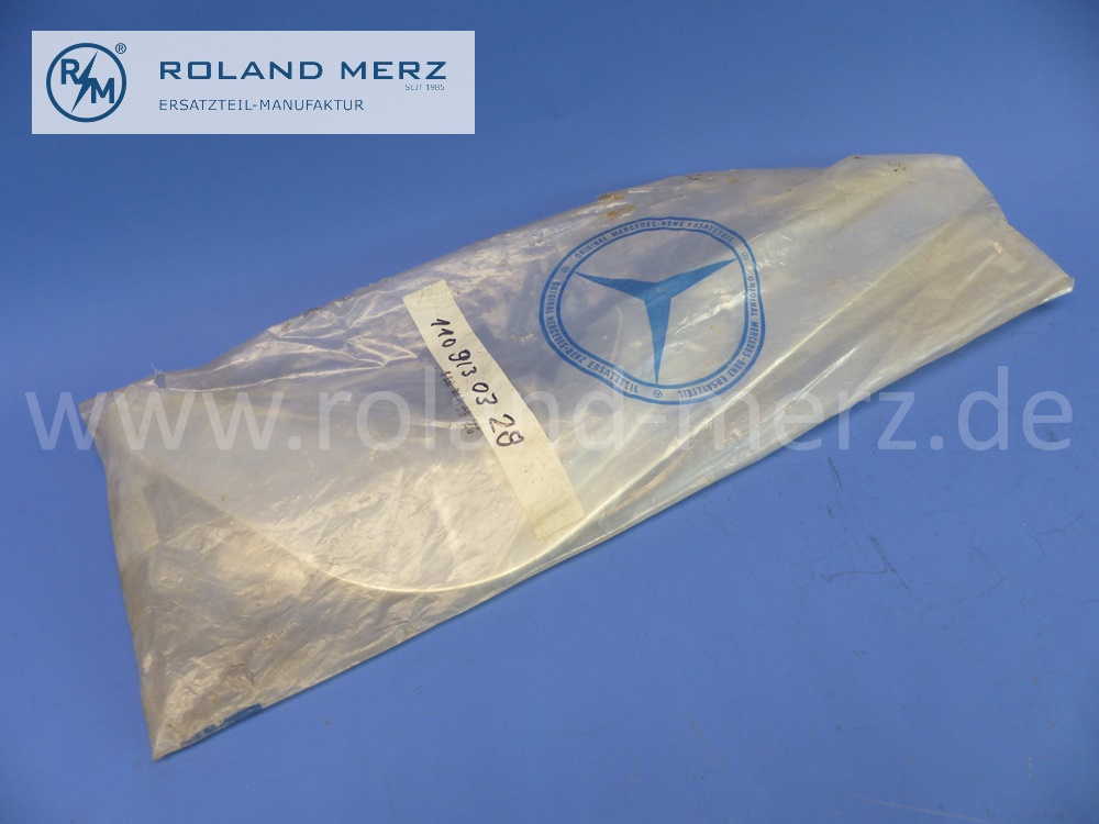 1109130328 Abdeckblende, Abdeckung, Blende Vordersitze, links, verchromt, Mercedes Ponton 180, 180a, 180b, 180c, 190, 190b, 190D, 190Db, Heckflosse 220b, Original Mercedes Neuteil, NOS