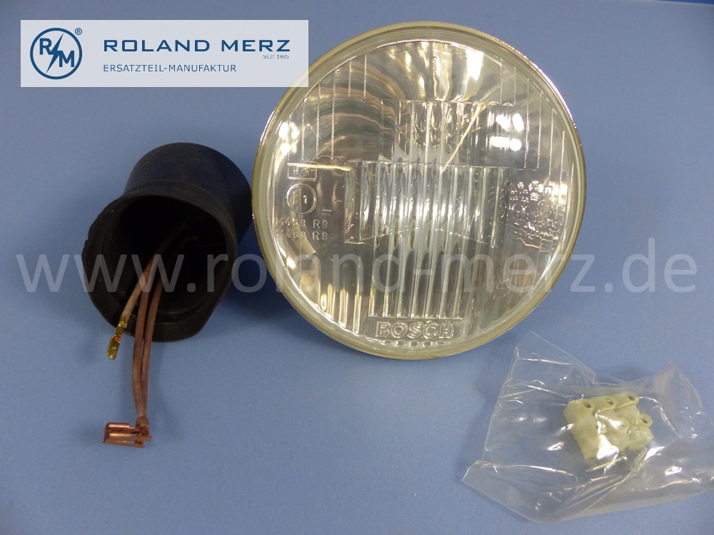0008263299 Bosch Scheinwerfereinsatz, Einsatz Scheinwerfer Fernlicht, Halogen H1, links oder rechts, Mercedes W108, W109, W111, Original Mercedes Neuteil, NOS 