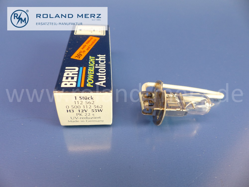 112562 Glühlampe H3 Fernscheinwerfer, Powerlight, 12V, 55W, PK22s, Beru 0500112562, Original BERU Neuteil, NOS 