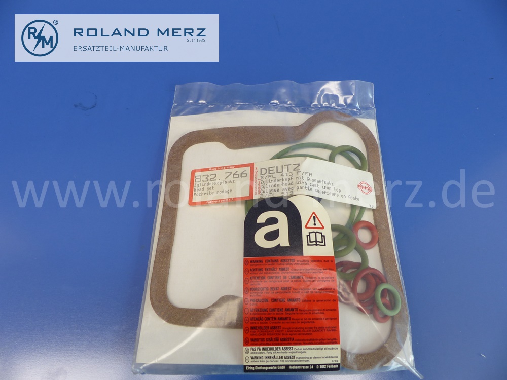 832.766 Zylinderkopfsatz Deutz, Motor B/F L 413 F/FR, Zylinderkopf mit Gussaufsatz, original Elring Neuteil, NOS 