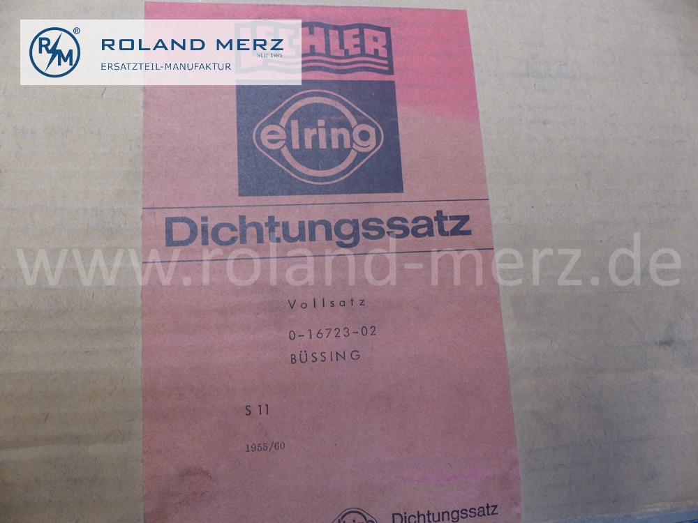 0-16723-02 Dichtungssatz Motor, Vollsatz, Büssing Motor S11, 317, 1955 / 1960, Original Elring Neuteil, NOS 
