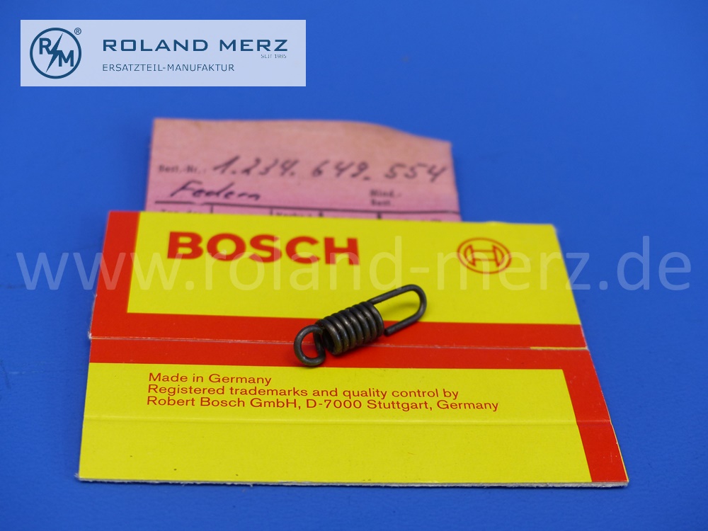 1234649554 Feder, Zugfeder, Fliehkraftverstellung, Zündverteiler, D = 1,1 mm, L = 23,8 mm, Original Bosch Neuteil, NOS 