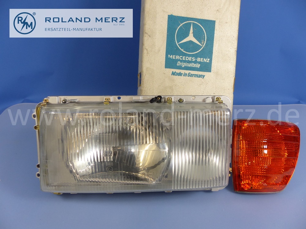 1168203761 Bosch Leuchteinheit, Scheinwerfer, links, mit Blinkleuchte, Rechtsverkehr, Mercedes W116, Original Mercedes Neuteil, NOS 