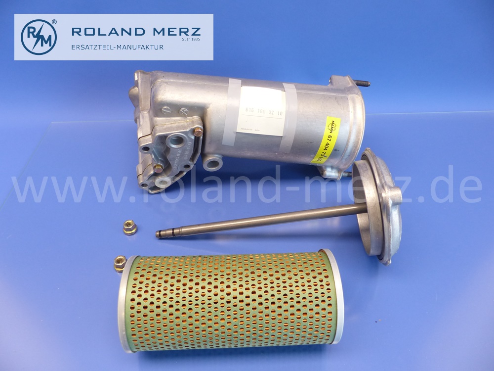 6161800210 oil filter, complete filter housing, Mercedes OM615, OM616, 240D, Mann 6740473153, original Mercedes spare-part, NOS