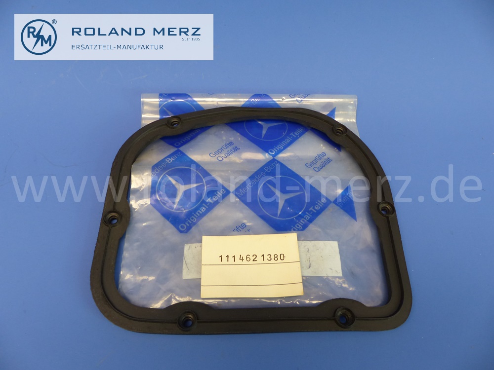 1114621380 Dichtung, Dichtbeilage Abdeckplatte an Stirnwand Mercedes 190c – 280SE Cb/Cp, 250S - 300SEL 6.3, Original Mercedes Neuteil, NOS 