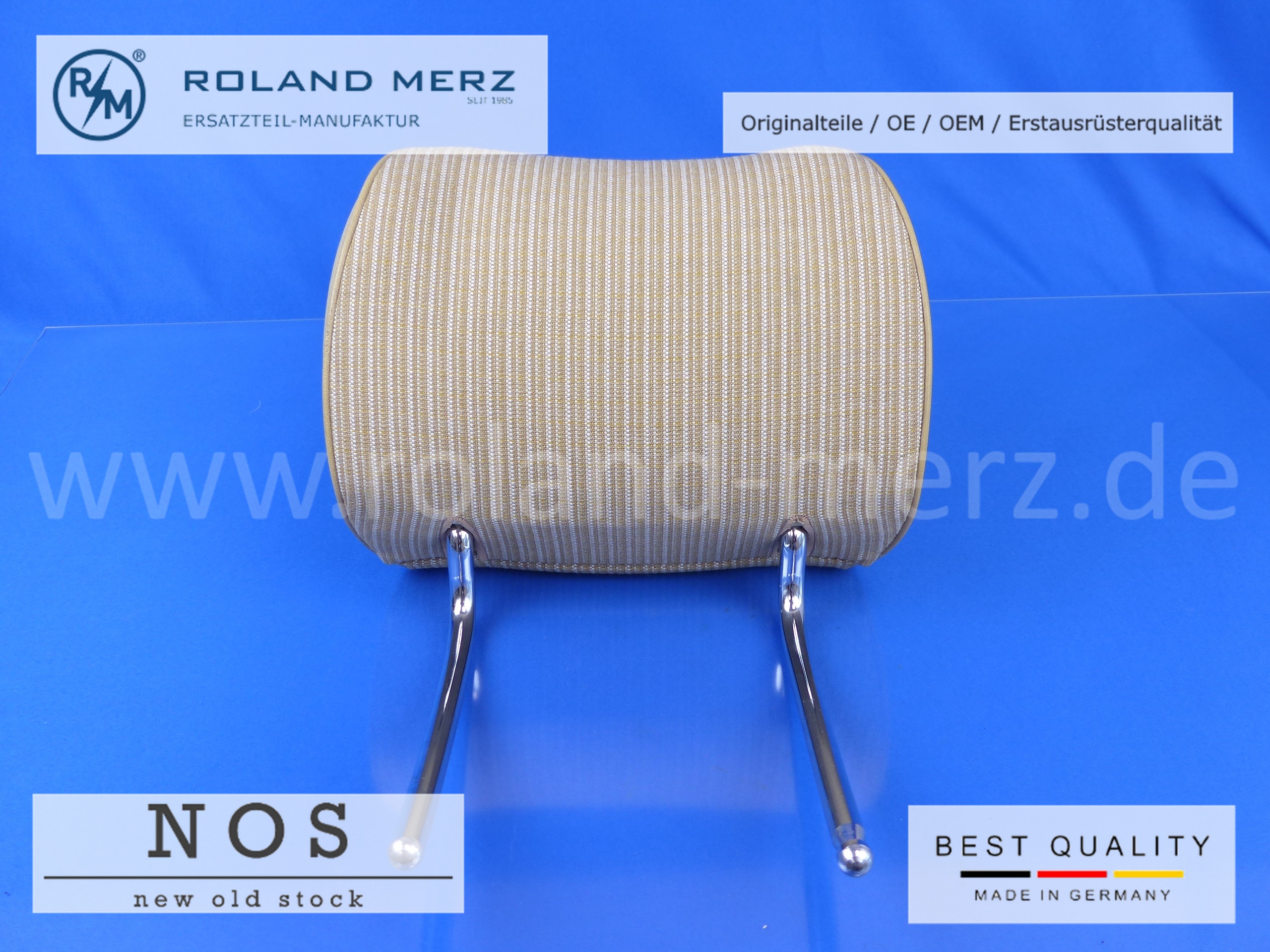 P1170094 Mercedes headrest rear, fabric cream 8369, Mercedes W123, Mercedes A123 970 68 50