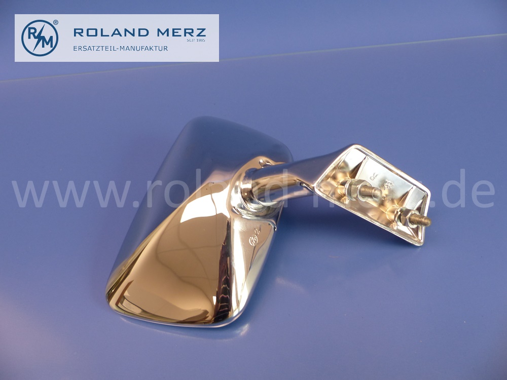 1138102816 Spiegel, Aussenspiegel, rechts, blau getönt, verchromt, Mercedes W110, W113 Pagode, W114, W115 Strich 8, Original Mercedes Neuteil, NOS 