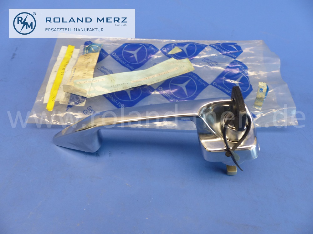 1157601559 Türgriff mit Schlüssel, links, beliebige Schließung, Vordertür, Mercedes W114, Original Mercedes Neuteil, NOS 