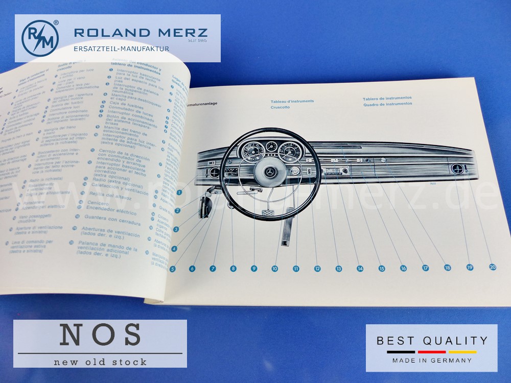 Original Betriebsanleitung Mercedes 300SEL 6.3 / Bm 109, Deutsch, Französisch, Spanisch, Portugiesisch, Italienisch,1095841396