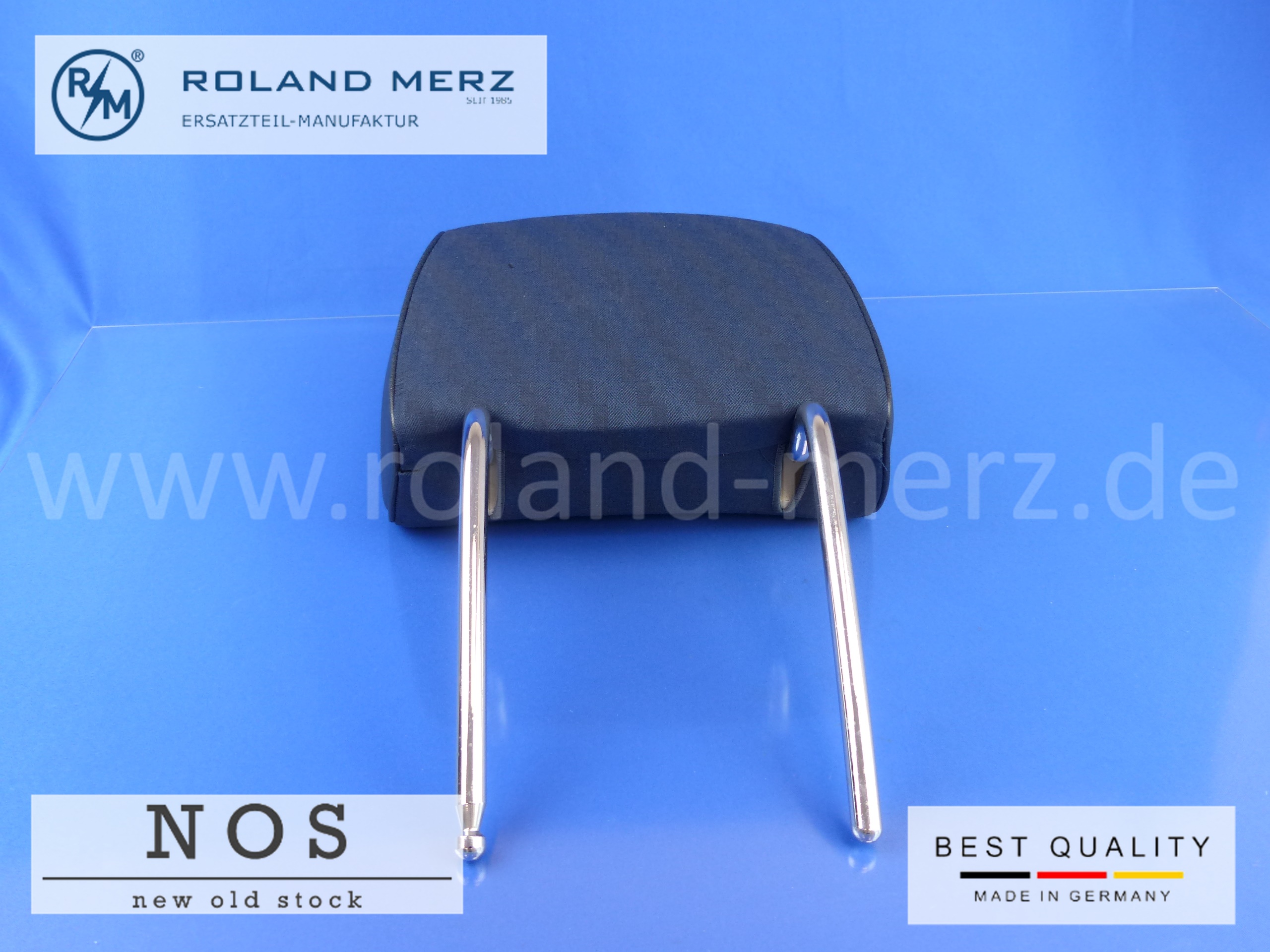 P1170407 1239704750 Kopfstütze Fond, Mercedes W123, Stoff, Farbe 5074 blau
