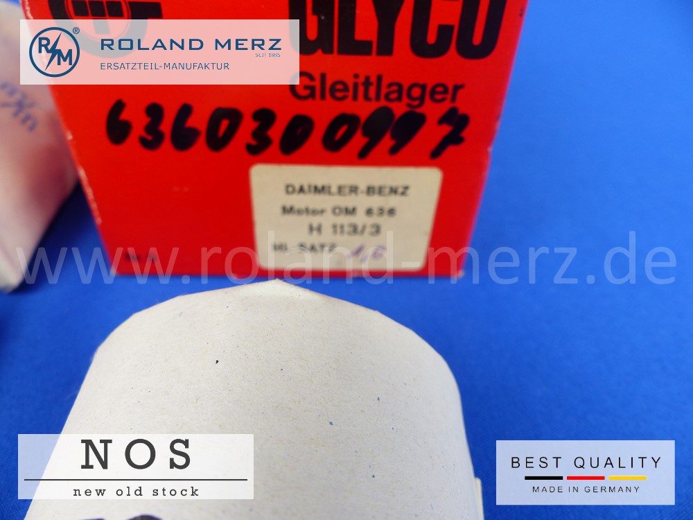 P1120125 Satz Kurelwellenlagerschalen 1,00mm, Mercedes 636 030 09 97 für Motor OM 636, MB 170D, 180D, Db