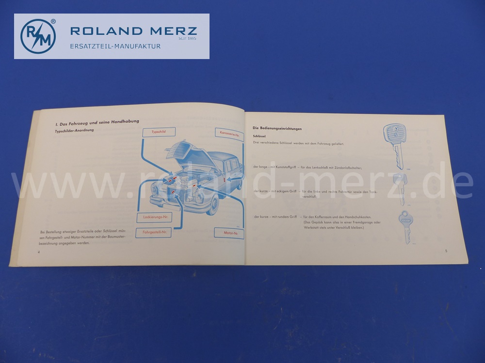 Original Mercedes 220b / 220Sb owner's manual / operating instructions in German, 54 pages, July 1959 edition, original Mercedes document, not a copy, NOS