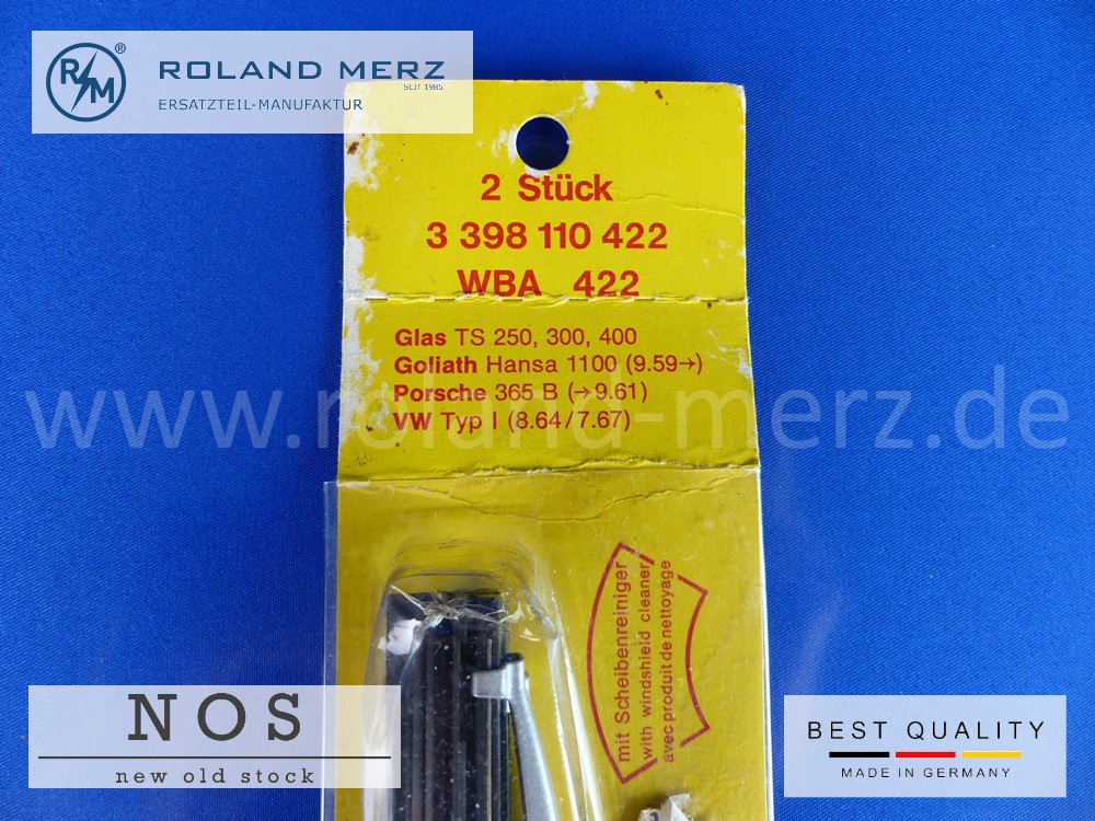 P1130863 Satz Wischerblätter Aluausführung Bosch 3 398 110 422 für Porsche 356 B, VW Typ I, Goliath Hansa 1100 und Glas TS