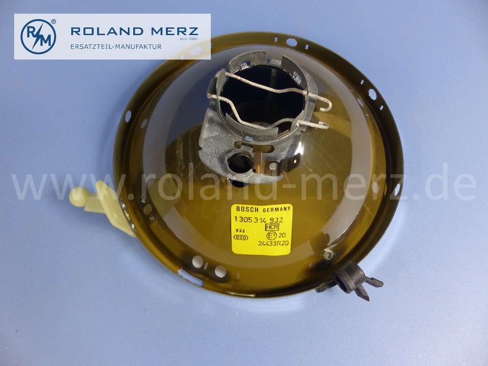0008268678 Bosch reflector head lamp, right, H4, right hand traffic, Mercedes W123, original Mercedes spare-part, NOS