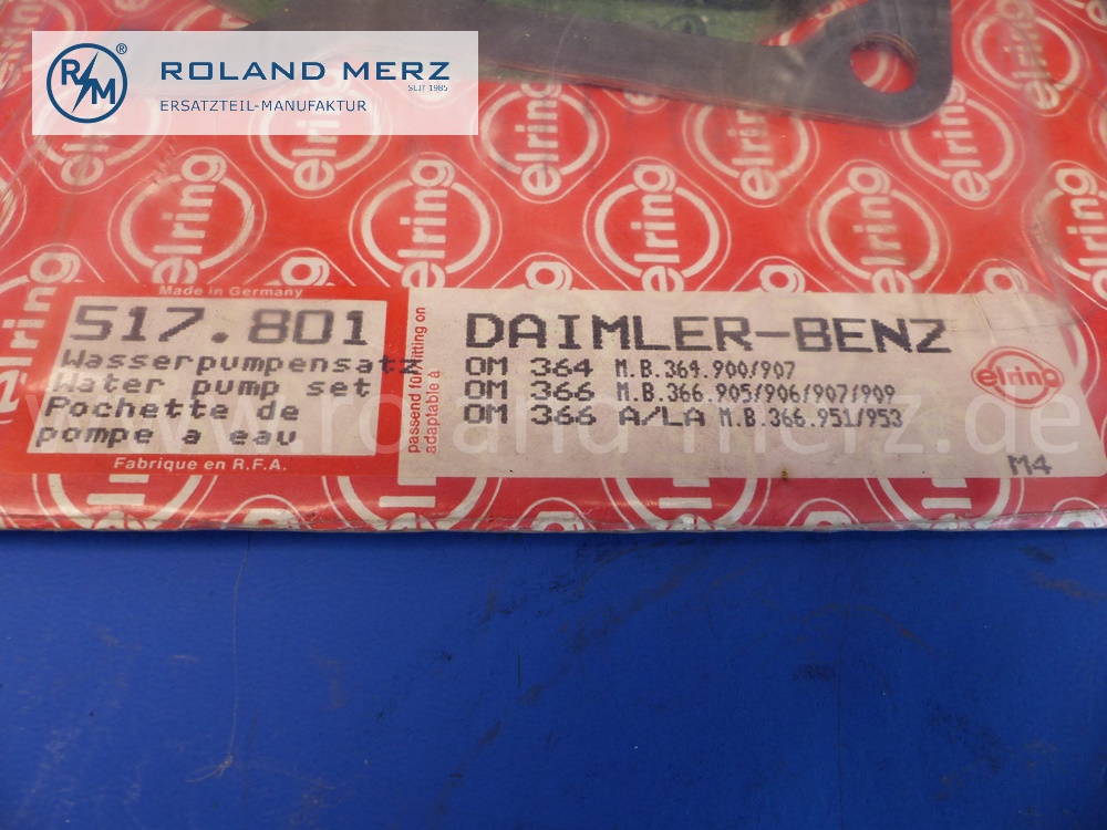 517.801 water pump set, Elring, for Mercedes engine OM364, OM366, Mercedes LK, Mercedes T2, MB-trac, original Elring spare part, NOS