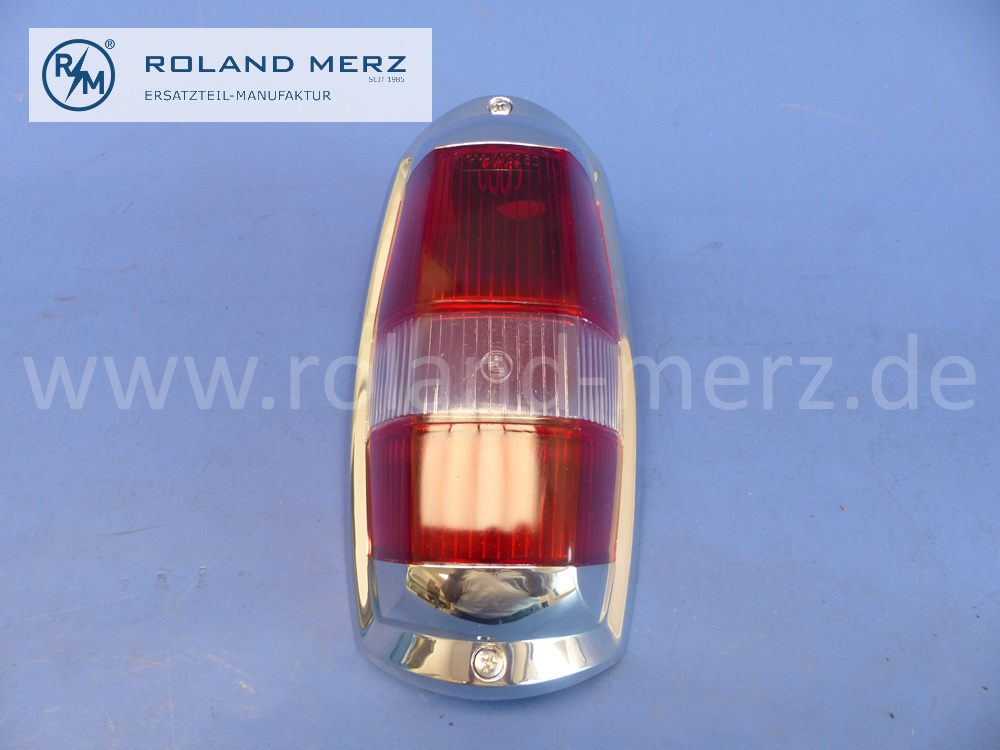 101808200471 1808200471 Lichtscheibe, Rücklichtdeckel, rot - weiß - rot, Export, späte große Ausführung, Mercedes W105, W120, W121, W128, W180, 190SL, Ponton, Original Mercedes Neuteil, NOS 
