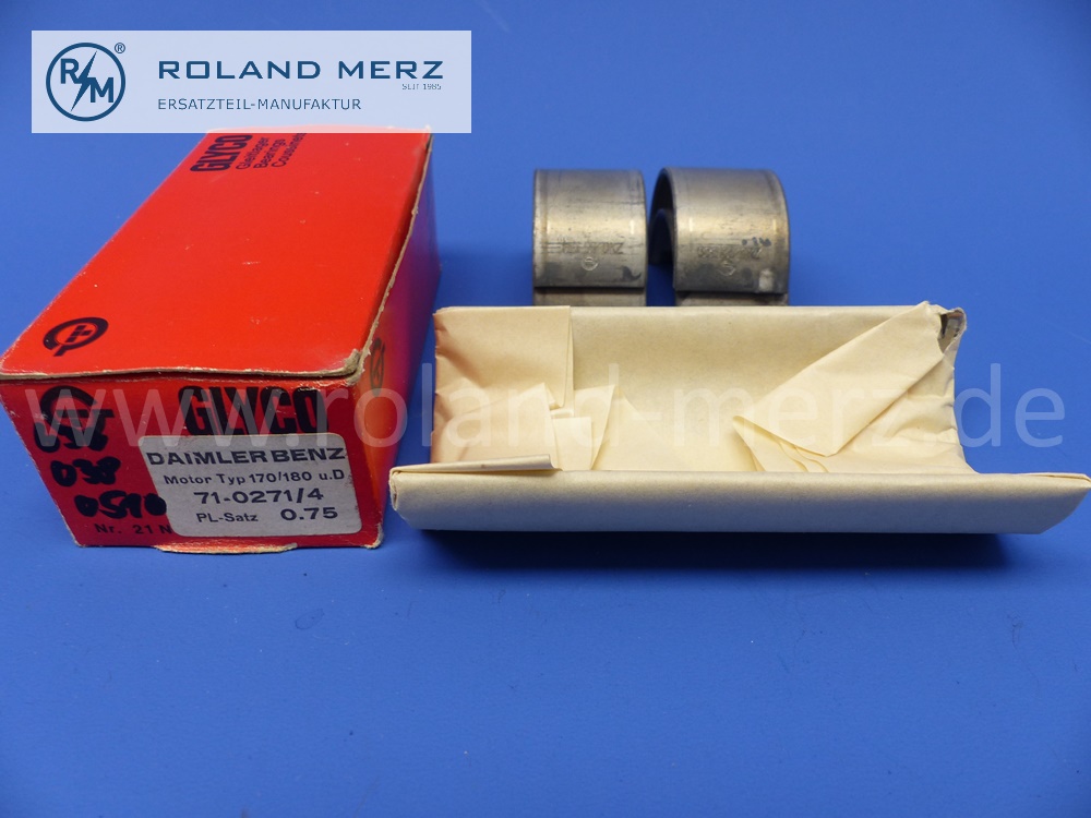6360380510 Satz Pleuellagerschalen, Glyco, Reparaturstufe III 0,75 mm, Mercedes M120, OM636, 170V, 170VA, 170VB, 170SV, 170S, 170Sb 1949-1953, 170D, 170DA, 170DB, 170DS, 170SD, 180D, 180DB , O319D, E. 6360300760 / 6365860303 , Original Glyco Neuteil, NOS 