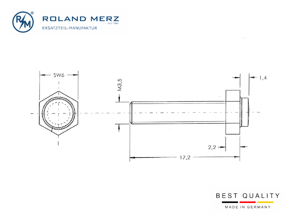 RM15920 Unterbrecherkontakt schraubbar mit Wolfram Kontaktplättchen, 3,5 x 16, SW 6