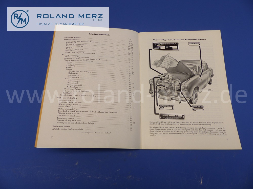 Betriebsanleitung Mercedes W180, 220S, Ponton, Ausgabe 1958, 56 Seiten, Original Mercedes Original Dokument, NOS 