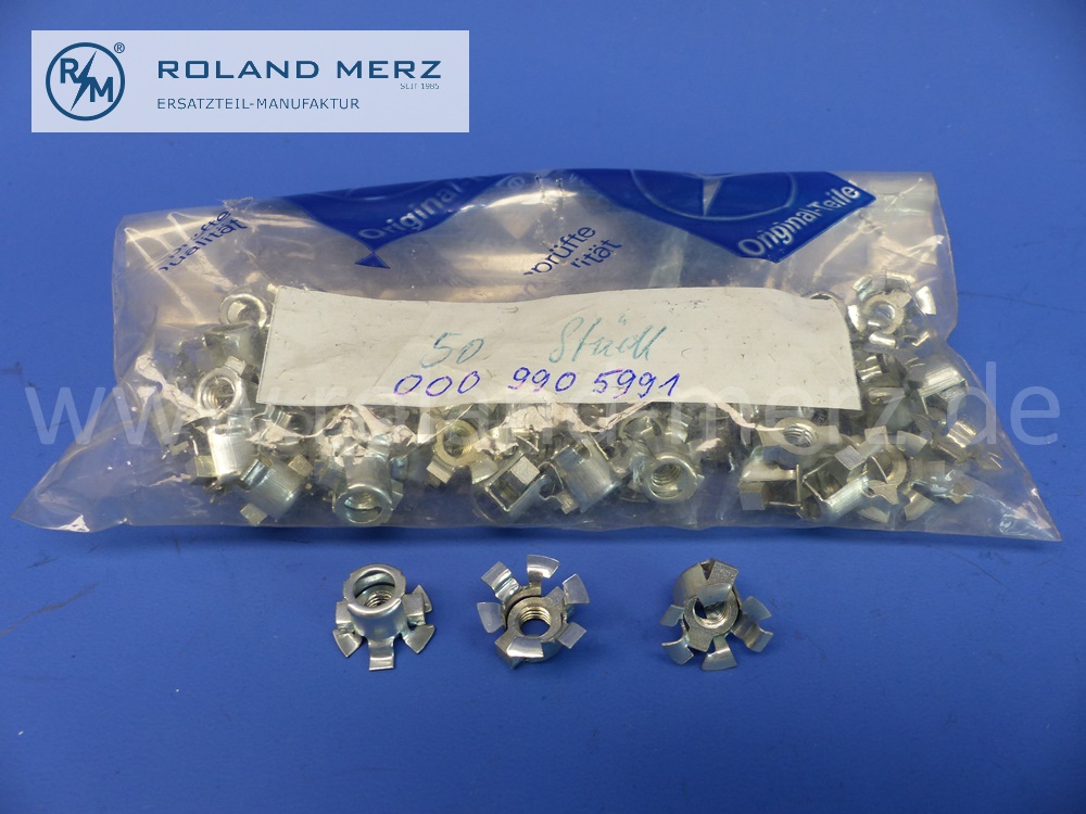0009905991 Mutterhalter Blindmutter Mercedes W100, W105, W108, W109, W110, W111, W112, W120, W121, W128, W180, Original Mercedes Neuteil, NOS
