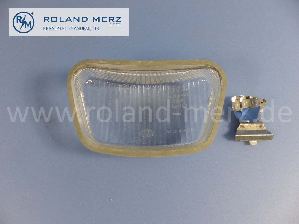 1108221290 Lichtscheibe, Lichtfenster, Lampenglas Nebelscheinwerfer, Hella, rechts, mit Dichtungsrahmen, Mercedes W110, Heckflosse, Original Mercedes Neuteil, NOS 