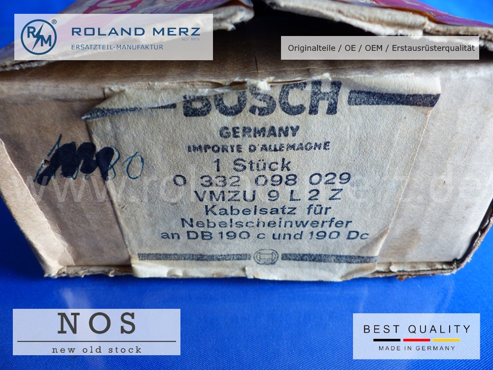 Kabelsatz Bosch 0 332 098 029 für Nebelscheinwerfer VMZU 9 L 2 Z kompl. mit Relais und Anleitung für Mercedes 190c, DC