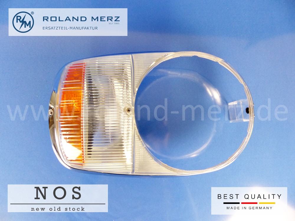 1138200066 (Bosch 1 305 542 050) Lichtscheibe / Zierrahmen Mercedes Pagode 280SL bis Fgst. 005607 Original Mercedes / Bosch Neuteil NOS