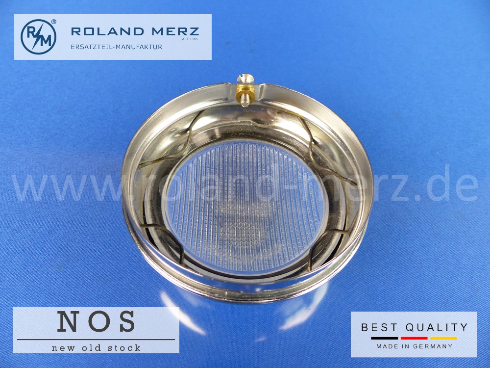 P1140209 Positionsleuchte / Zusatzleuchte Hella 2266 K 1609 Glas mit Chromrahmen Gehäuse Ø72 / 68mm für Mercedes, Adler, Wanderer, BMW Oldtimer