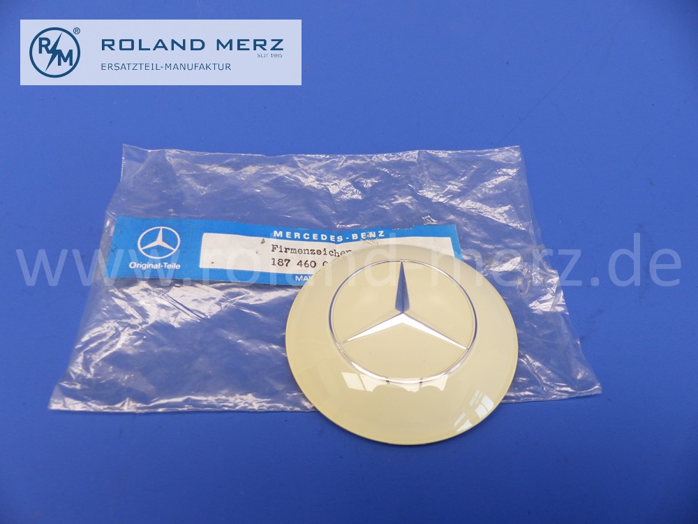1874600244 Firmenzeichen im Lenkrad elfenbeinfarbig für Mercedes 180 – 220SE, 190SL, 300, 300c, 300b, 300d, 300S, 300SC, 300SL Roadster, Original Mercedes Neuteil, NOS 