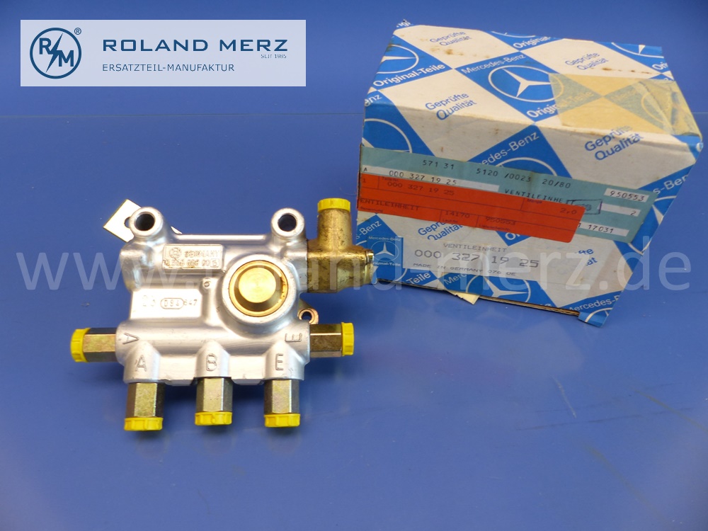 0003271925 Ventil, Ventileinheit Niveauregulierung, Luftfederung, Vorderachse links, Bosch 0500003005, späte Version, Mercedes W100, W109, W112, Original Mercedes Neuteil, NOS