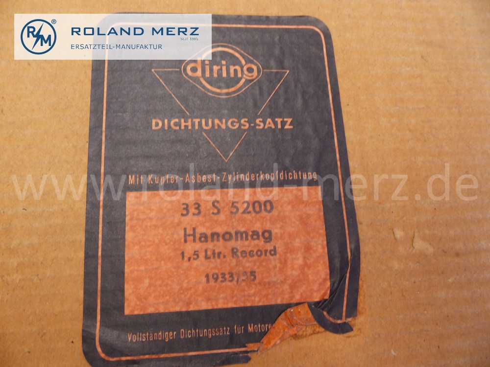 33S5200 Dichtungssatz Motor, Vorkrieg, Hanomag 1,5ltr. Rekord, 1933 / 1935, Original Elring Neuteil, NOS 