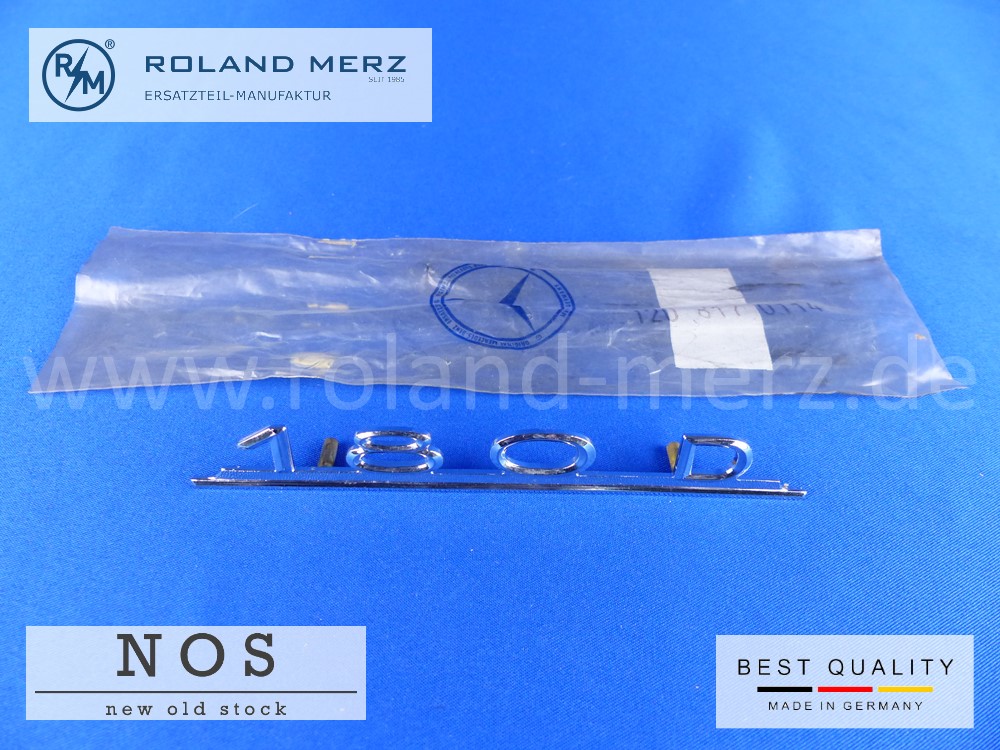 P1120563 120 817 01 14 Typenkennzeichen innen an Schalttafel mitte für Mercedes 180D, original Neuteil NOS