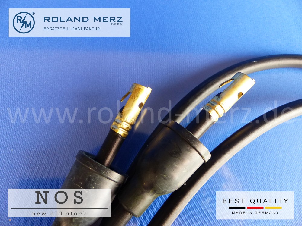 P1140096 Zündkabelsatz für Porsche 356 und VW 1200 - 1500 mit den braunen Bakelit-Kerzensteckern (4mm Anschluss) NOS deutsches Qualitätsprodukt (kein China Nachbau)