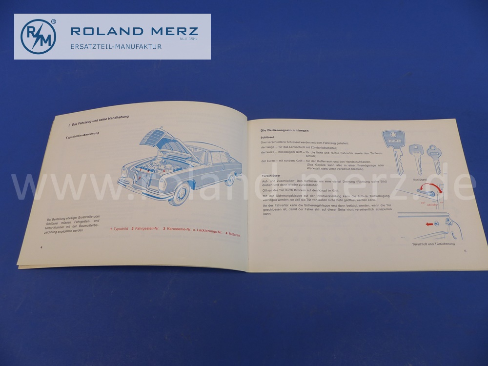 1115844096 Betriebsanleitung, Bedienungsanleitung, Mercedes W111, 250SE, Cabriolet, Coupé, deutsch, 73 Seiten, Ausgabe A, Original Mercedes Dokument, NOS 