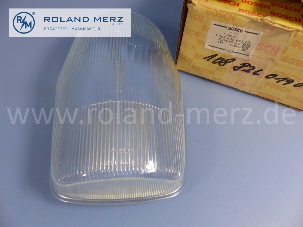 1088260190 Bosch Lichtscheibe, Abdeckglas Scheinwerfer, 300x180mm, links und rechts, Mercedes W108, W109, W111, W112, Original Mercedes Neuteil, NOS