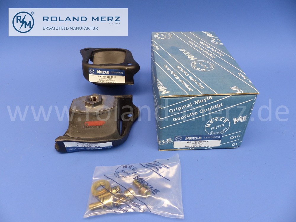 1082200017 Reparatursatz Motorlager, Elastomerlager, 2 x 1082230112, Mercedes W108, W109, W111, 280S, 280SE, 280SE Cb, 280SE Cp, 300SEL, M130, Original Meyle Neuteil, NOS 